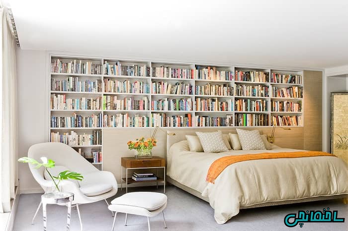 الماری کتاب در اتاق پذیرایی الماری کتاب در اتاق پذیرایی