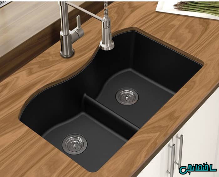 سینک زیبای گرانیتی با روکش چوب سینک زیبای گرانیتی با روکش چوب