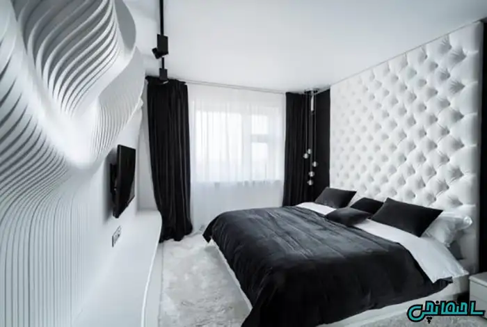 استفاده از رنگ سفید و سیاه در طراحی اتاق خواب