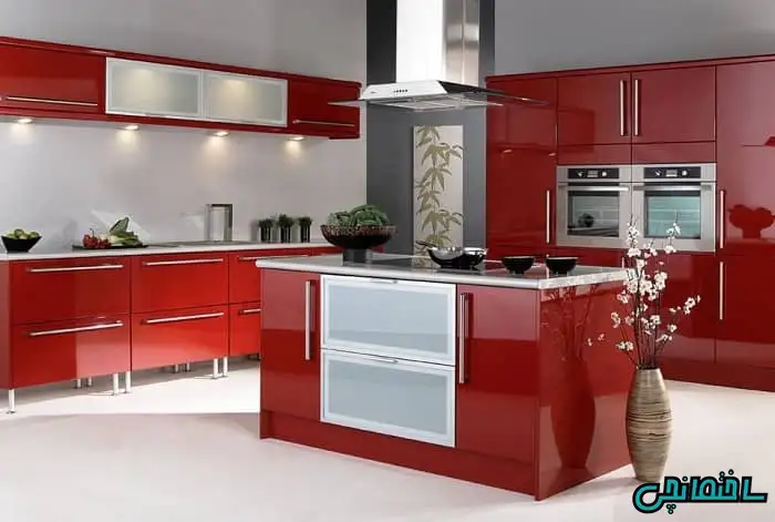 طراحی آشپزخانه قرمز