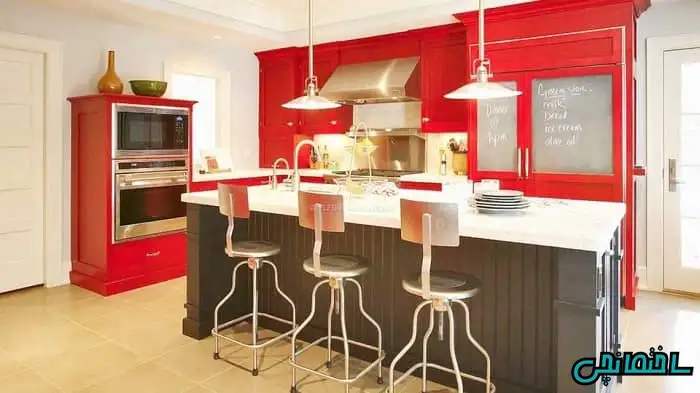 دیزاین قرمز آشپزخانه