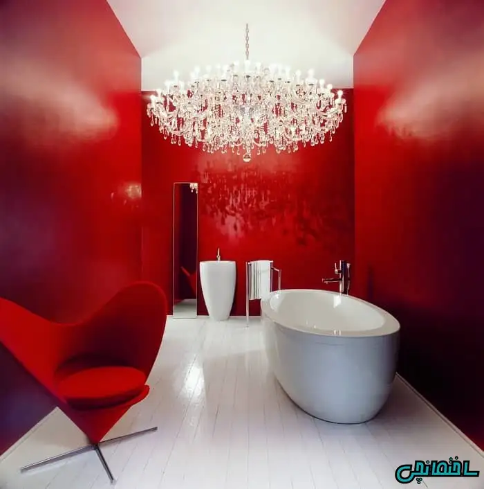 طراحی دکوراسیون حمام به رنگ قرمز