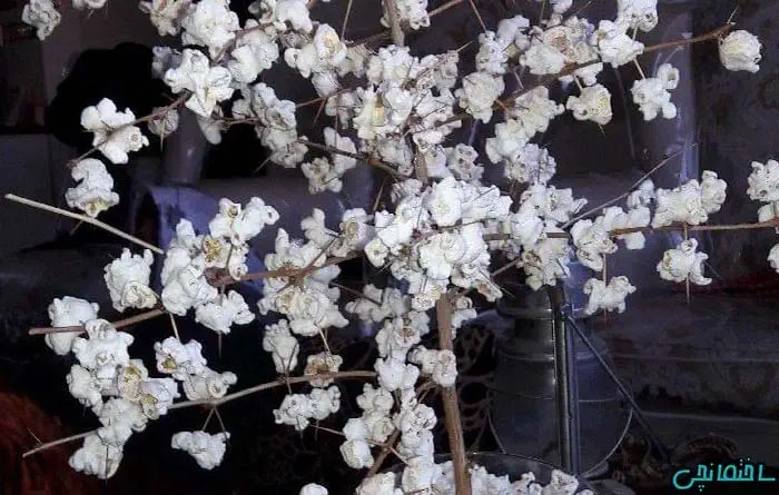 تزئین سفره یلدا با درخت شکوفه