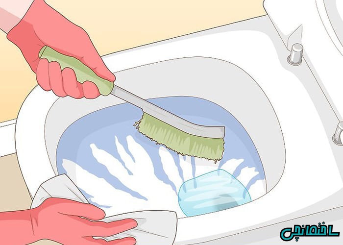 تمیز کردن سنگ دستشویی